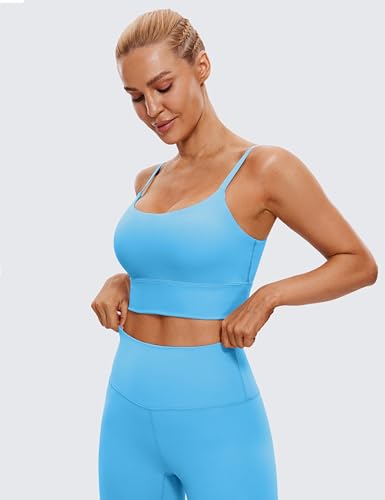 Image of CRZ YOGA V Back Longline Sports Bras | Medium Support, Removable Pads, Yoga, Brushed, Scoop Neck, Spaghetti Straps, for Women