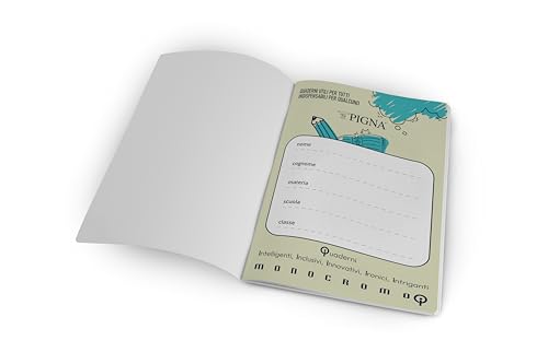 Pigna, Maxi-Heft Monochrom Qi, nützlich für Dyslexie Dysgraphie Dysortographie Disakulation, 0A, Zeilen I II Grundschule, Packung mit 10 Stück