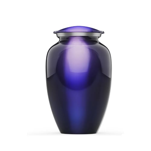 Modern Memorial Franklin Aluminum Cremation Urn - Purple Decorative Urn for Adults - TSA Approved Keepsake for Ashes - Burial and Funeral Urn - Holds Up to 250 lbs