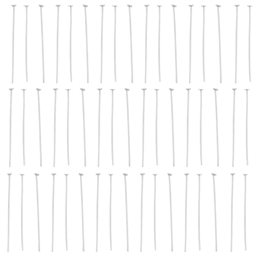 SUNNYCLUE 1 Box 40Pcs 925 Sterling Silver Flat Head Pins 30mm Head Pin Flat Head Wire Pin Flat Head Pins Flat Headpin Pin Heads for jewellery Making Accessories DIY Earrings Necklace Bracelet Crafts