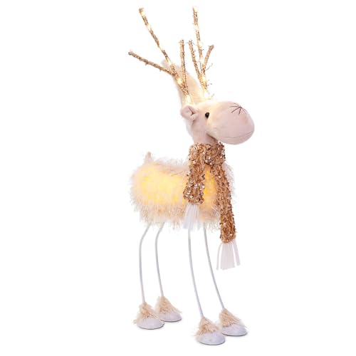 LED Lighted Christmas Reindeer Decoration – Light-Up Plush Deer Figurine