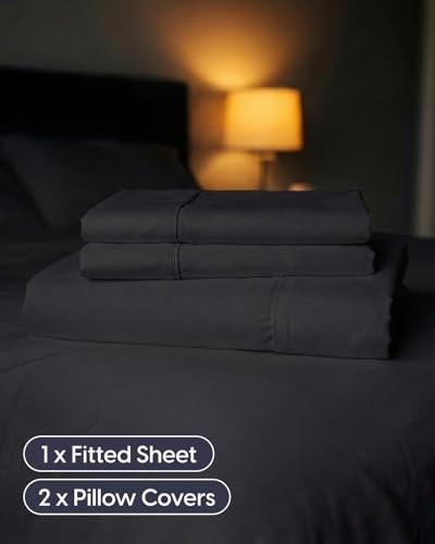 Image of Sleepy Town King Size Bed Sheets - 3 Piece - NO Flat Sheet Included - King Sheet Set - Soft, Comfy & Cooling - Easy Care - Wrinkle & Fade Resistant - Brushed Microfiber - Deep Pocket Sheets (Black)
