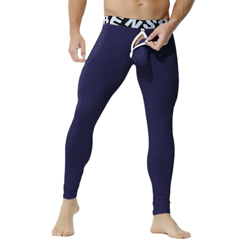 Leggings de algodón para hombre que evitan rozaduras calzoncillos largos cómodos azul oscuro