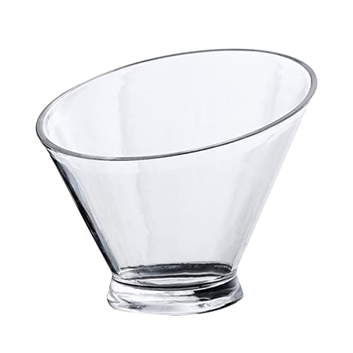 Cabilock Acrylic Transparent Salad Bowl Slant Salad Bowl Clear Vegetable Bowl Serving for Dessert Fruit Vegetable (15cm)