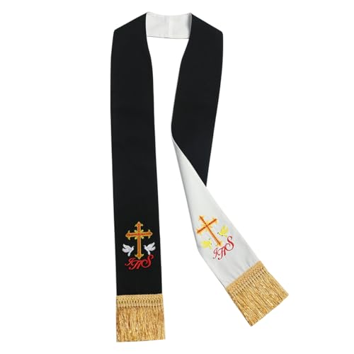 BLESSUME Church Clergy Pastor Reversible Stole, Black and White 4, One size