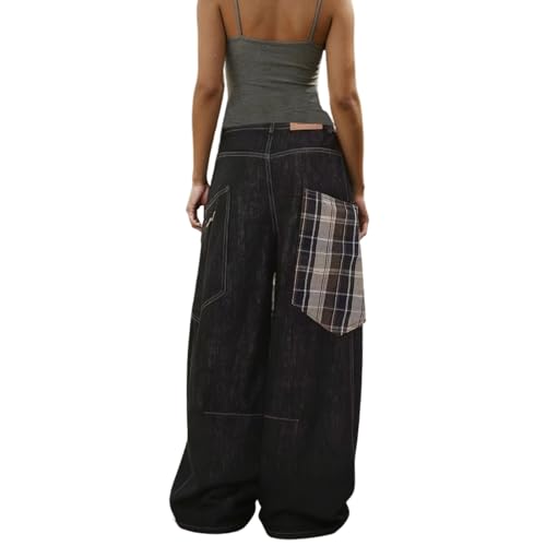 Jean baggy femme en jean stretch taille haute avec poches profondes