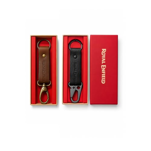 Image of Leather Strap Keychain, Embossed Logo Design, Durable Premium Key Ring for Bike Lovers & Gift Use