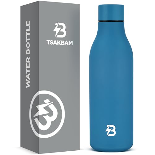 Image of Insulated Stainless Steel water bottle no straw for Men Women, 18 oz, Blue
