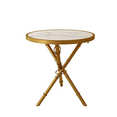 DENGSHENG SHOPS Reception Negotiation Table Round Table Metal Table Legs Texture Smooth and Sturdy and Durable Easy to Clean Marble White Desktop Office Living Room