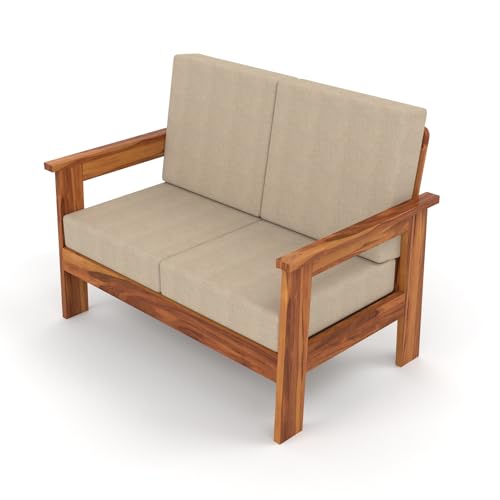 Image of Sheesham Wooden 4 Seater Sofa for Living Room | Solid Wood Sofa | Rosewood Sofa Set for Home & Office | Lounge (Honey, 4 Seater)