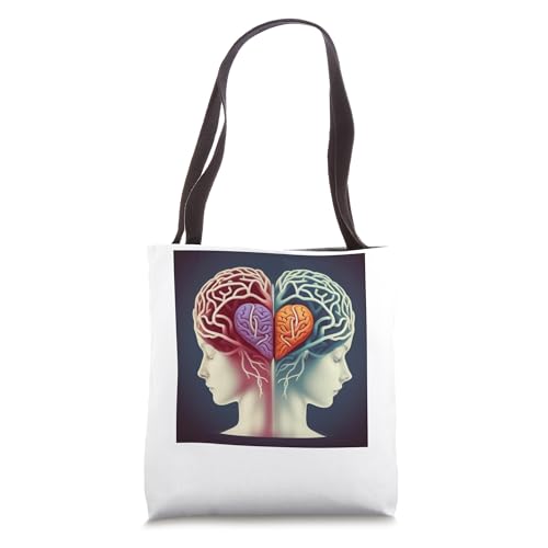 Brain Heart Shapes Two Hemispheres for Brain and Thinking Tote Bag