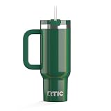 RTIC 30 oz Road Trip Tumbler Double-Walled Ceramic Lined InsulatedStainless Steel Portable Travel Coffee Mug Cup with Lid, Handle and Straw, Pine Tree Glitter