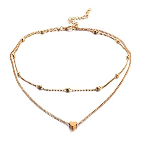 Daisy Philip Women layered Heart Necklace Pendant Delicate Handmade Gold plated Dainty Gold Choker Layering Long Necklace for Women Cover