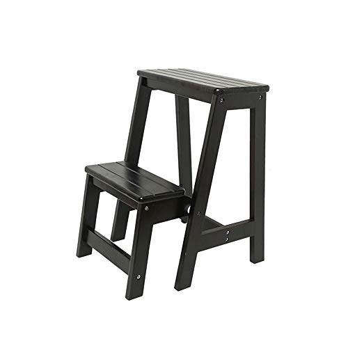 Taburete de madera maciza plegable con dos escalones para cambiar zapatos 2