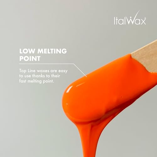 Italwax Top Line Coral Hard Wax 1.65lb (750g) – Creamy Intense Orange Texture with Strong Grip, Ideal for Bikini & Coarse Hair, Smooth Application for Sensitive Skin – Made in Italy