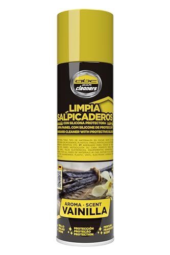 ABC CAR CLEANERS MOT60002 Spray Limpia Salpicaderos Aroma Vainilla con Silicona Protectora, 250 ml, Amarillo