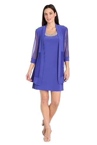 Image of R&M Richards Women's Petite Glitter Trim Jacket Dress
