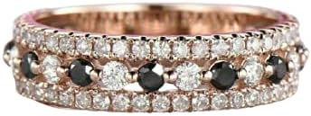 0.60Ct Round Cut Black custom Simulated diamond ring Half Eternity Wedding Band 14K Rose Gold Over