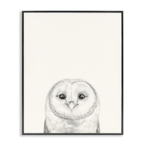 Owl Portrait Grey Woodland Bird, 16 x 20 Inch Framed Giclée Print