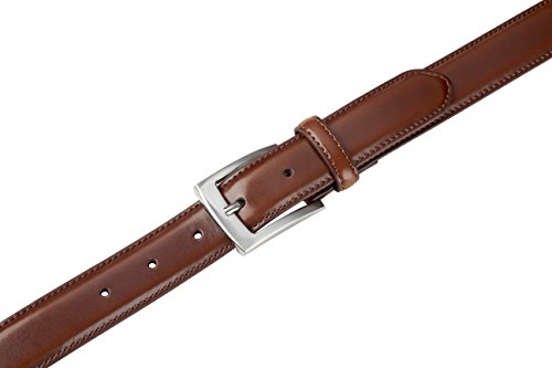 Sportoli Belts for Men Mens Belt Buckle Genuine Leather Stitched Uniform Dress Belt - Amber - Size 56 (Waist 54)4