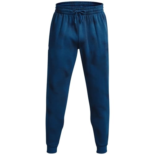 Under Armour Pantaloni da Jogging da Uomo Rival in Pile con Stampa, (426) Blu Varsity / / Bianco, L