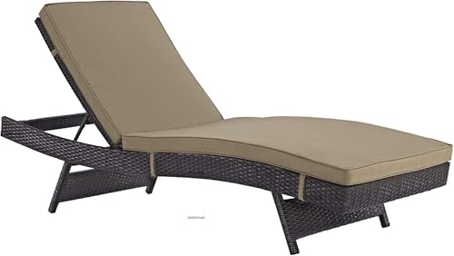 Image of UF Outdoor Sun Chaise Lounger | Adjustable Backrest Recliner | Durable & Stylish Furniture for Terrace, Garden, Poolside, and Patio Relaxation (Brown Frame & Beige Cushion)