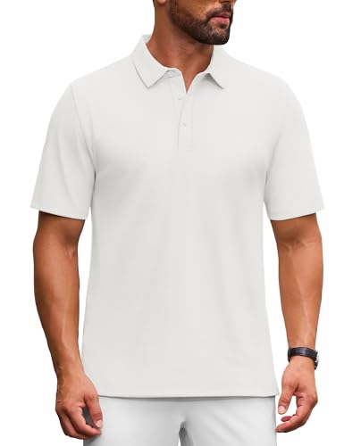 MAGNIVIT Men's Polo Shirt Short Sleeve 3 Button Cotton Pique Casual T-Shirts Moisture Wicking Performance Work Golf Tee2