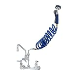 T&S Brass, PG-8WSAN-10, 4.12 GPM Wall Mounted Pet Grooming Station with Angled Spray Valve - Includes 10' Add-On Faucet, 108' Coiled Hose, and Wall Hook, Blue