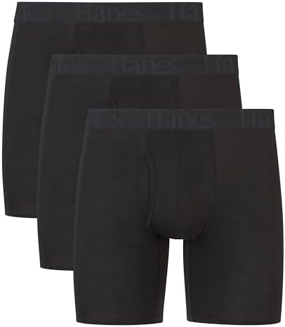 Hanes Men's Originals Supersoft Boxer Briefs & Trunks, Supersoft Bamboo from Viscose Underwear, 3-pack