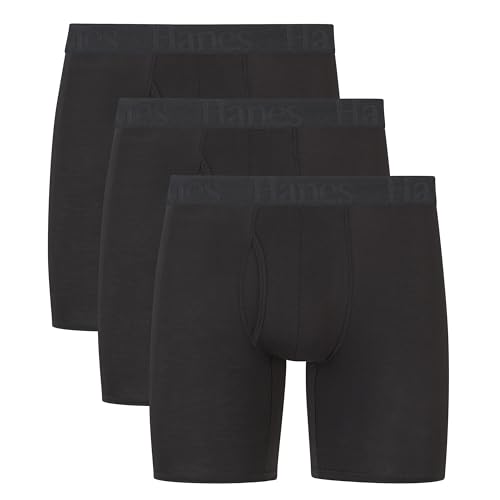 Hanes Ultimate Men's Originals Boxer Briefs & Trunks, Supersoft Bamboo from Viscose Underwear, 3-Pack