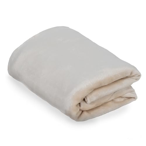 MOPAREL Manta Lisa Sedalina 220x240cm Súper Suave y Cálida. Muy Ligera y Confortable para Cama Sofá y Sillón. Cobertor 100% Poliéster. Calidad 250g/m². Color Beige