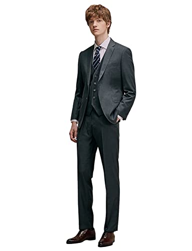 Costume 3 pièces pour homme avec veste à col tailleur gilet et pantalon chic