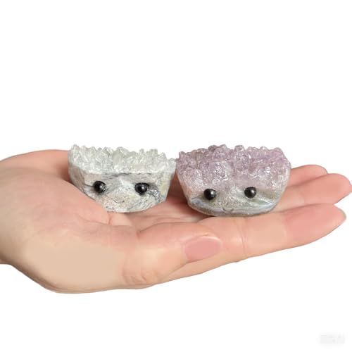 パンククリスタルとヒーリングストーン、天然ロッククォーツ、かわいい顔の宝石、魚タンク、植木鉢、テーブル装飾用