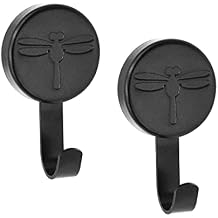 Magnetic Rubber Adhesive Hooks- Reliable Magnetic Hanger Adhesive Hooks Heavy Duty Stick on Wall Hooks for Indoor/Outdoor Hanging Black 2 Pack