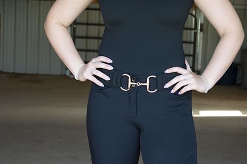 2 inch Luxury Elastic Equestrian Belt, Horse Riding Belt with Rose Gold Buckle, Stretchable and comfortable waist3