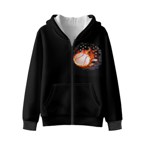 Rnyleeg Hoodies for Boys 6-16 Years Sweatshirt Cardigan Kids Boys Zip Up Jacket with Hood S-XL Comfy Fall Winter Clothes