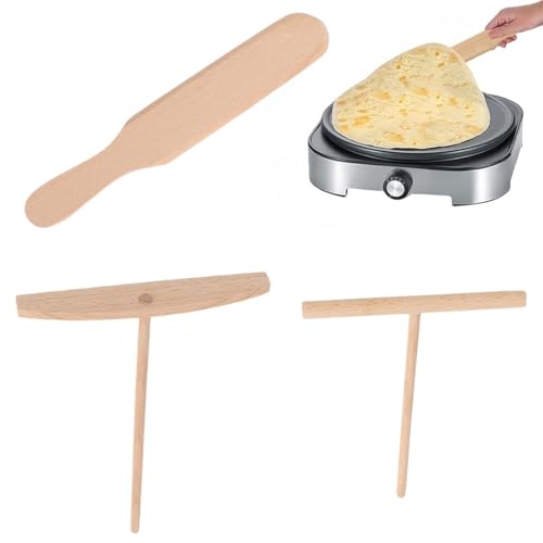 IKOPFLN Distributeur de crêpes en bois 3 pièces, ensemble de distributeur de crêpes, spirale à crêpes en forme de T, moule à crêpes, moule à crêpes