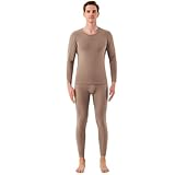 Ropa Interior Termica para Hombre Men's Long Johns Thermal Set Lightweight Fleece Base Layer Lined Underwear Winter Cold Weather Top and Bottoms Sets Coffee