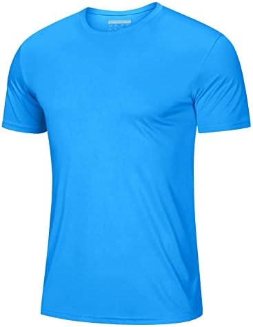 Mens Short Sleeve T Shirts Dry Fit Summer Shirts Ultra Lightweight UV Protection Hiking Shirts Athletic Jersey Active T-Shirt Azure