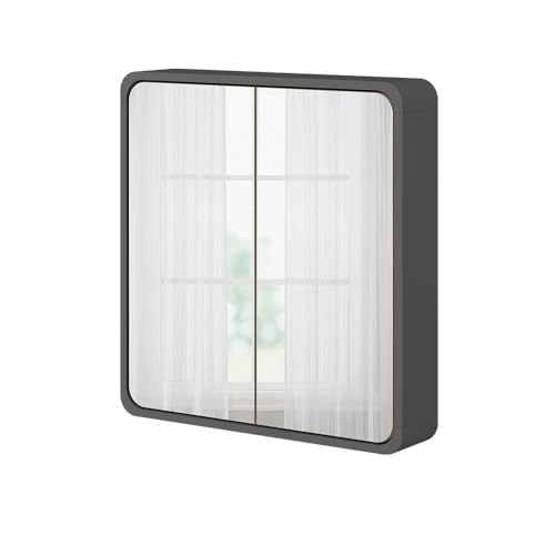 Vicco Badezimmerspiegelschrank Anthrazit/Eiche Arla 60x60x12 cm - Badezimmerspiegelschrank mit Spiegel, Viel Stauraum für Handtücher, Kosmetik & Pflegeprodukte