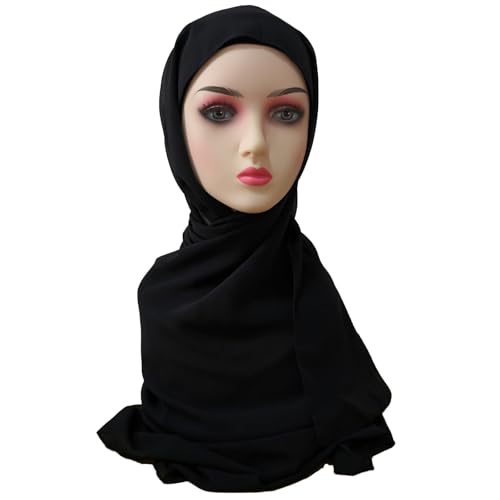 Instant Chiffon Hijab with Undercap Solid Color Muslim Hijabs Scarf Head Wraps Ready To Wear Hijab For Women2