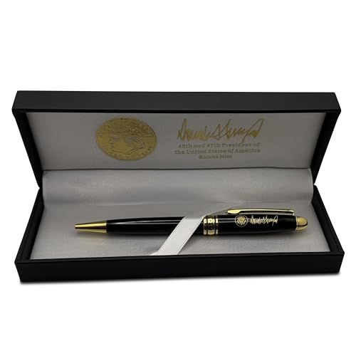 Aizics Mint Donald Trump Executive Order Presidential Collectors Pen Black and Gold Executive Rollerball with Signature and Seal Premium Gift Box