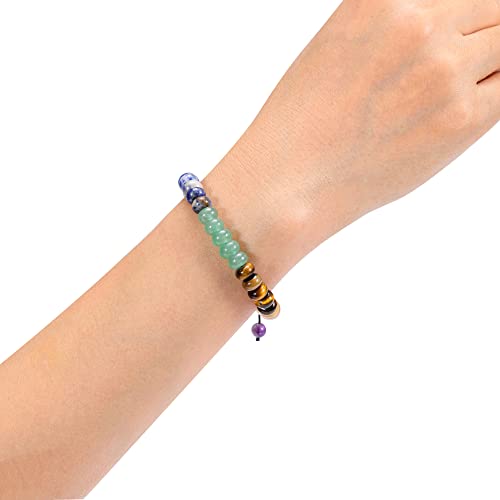Image of Top Plaza Bead Chakra Bracelet 7 Chakras Healing Crystals Bracelet Yoga Stone Beads Bracelets Meditation Relax Anxiety Bangle for Womens Mens