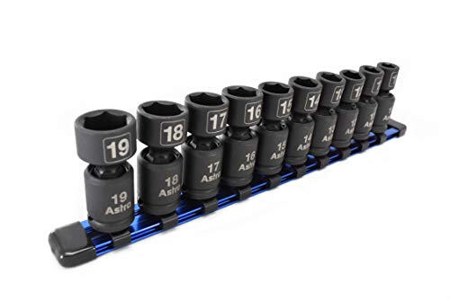 Astro Pneumatic Tool 78344 Soquetes de impacto universais Nano sem pino de 10 peças - métricos