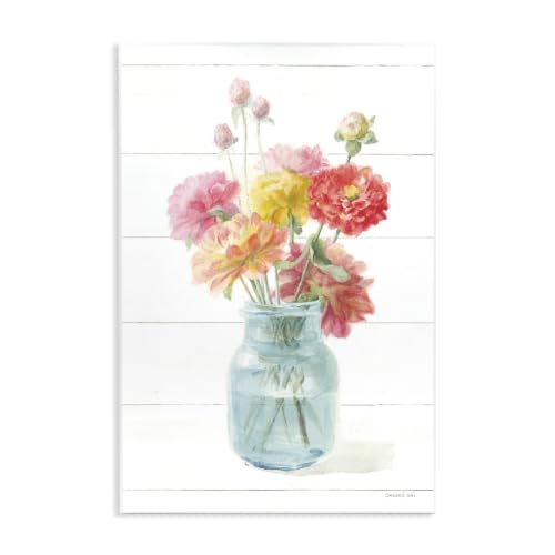 Country Carnations Bouquet, 13 x 19 Inch Mounted Print on Wall Plaque