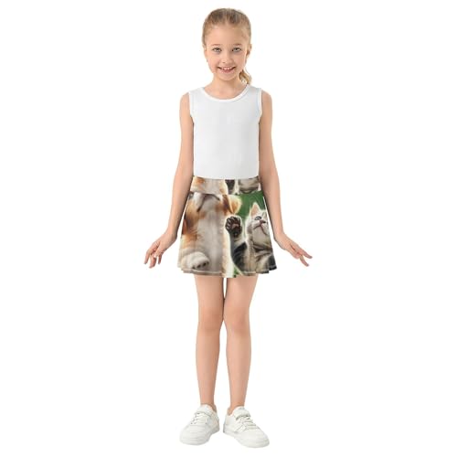 Joisal Cute Playful Puppy Kitten Girls' Shorts Athletic Skorts Toddler Tennis Skirts Summer Flowy Skirt 3t3