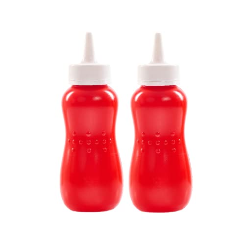 Image of Gluman Plastic Squeezy 750 Ml Sauce Bottle (Set Of 2) For Clean & Mess-Free Dispensing | 100% Food Grade | Dishwasher Safe | Freezer Safe | Ergonomically Designed | Reusable (Red)