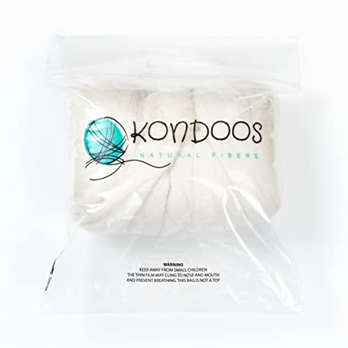 Kondoos Merino Wool Roving, 1 Lb. Best Wool For Needle Felting, Wet Felting, Handcrafts And Spinning. Soft Jumbo Yarn For Arm Knitting Blanket Bulk (Merino, 1 Lb) #TOP2