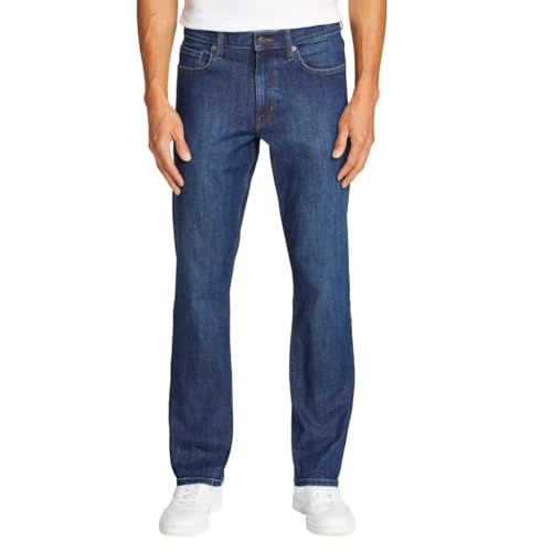 Eddie Bauer Mens Regular Fit Stretch Jean (Dark Blue 32W x 32L)