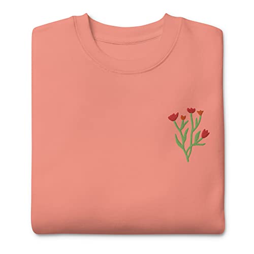 Embroidered Flowers Unisex Premium Sweatshirt